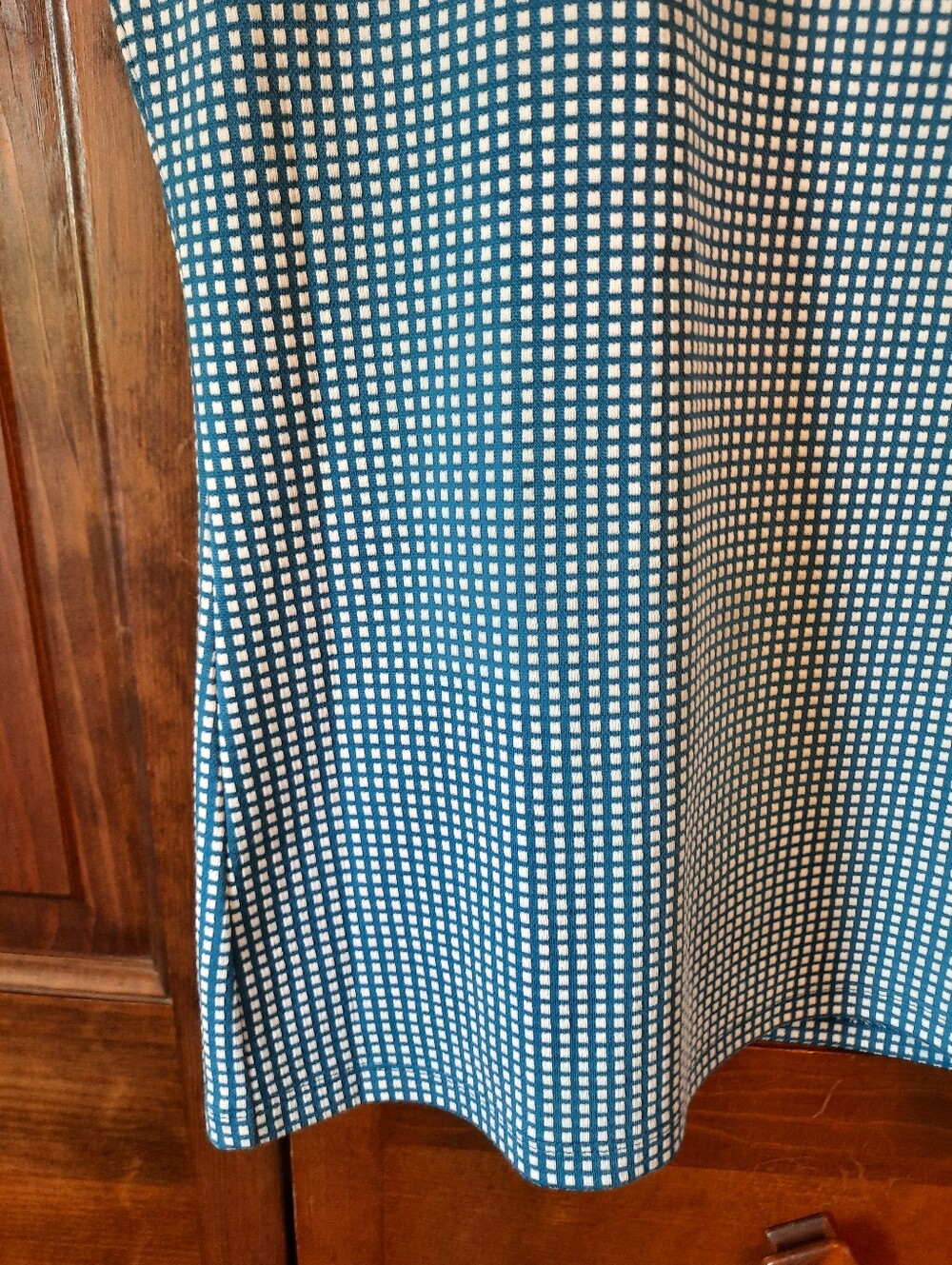 π NWT Ann Taylor Retro Mod Mockneck Blue Gingham Plaid Cap Sleeve Top Size MP - Picture 4 of 7